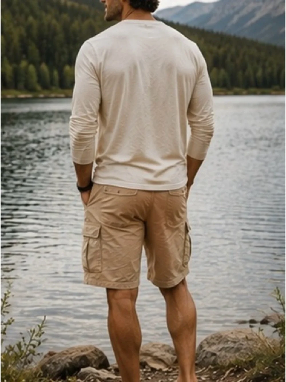Gap 11” Cargo Shorts Khaki Tan Relaxed Utility Cotton Stretch Mens 33